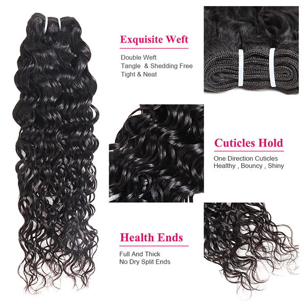 Meetu Hair 100% Virgin Water Wave Human Hair Extensions 1 Bundle